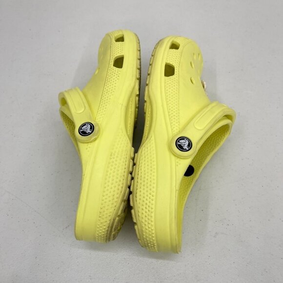 Crocs Classic Yellow Slip On Clogs Shoes w Floral Jibbitz 10001 Mens 8 Womens 10 - Picture 5 of 8